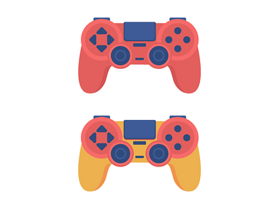 彩色控制器半平面颜色矢量对象集(Colorful controllers semi flat color vector object set)