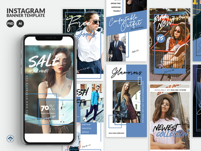 Bluesky - 时尚 Instagram 故事模板(Bluesky - Fashion Instagram Stories Template)