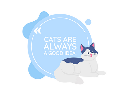 具有扁平字符的猫矢量报价框(Cat vector quote box with flat character)