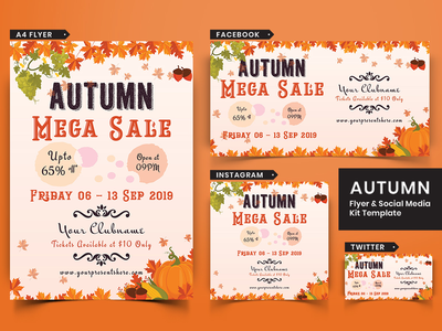 秋季节日传单和社交媒体包 15(Autumn Festival Flyer & Social Media Pack-15)