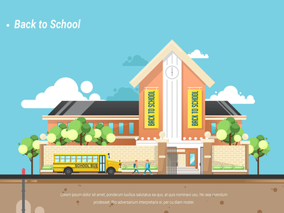 回到学校 - 矢量景观和建筑(Back to School - Vector Landscape & Building)