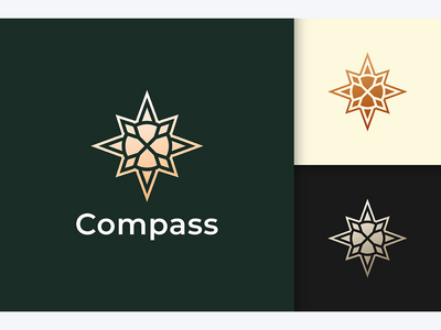 现代奢华风格的指南针标志(Compass Logo in Modern and Luxury Style)