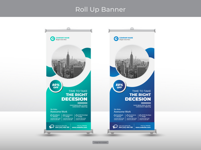 企业卷起横幅或传单社交媒体帖子模板(Corporate roll up banner or flyer social media post template)