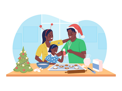 烘焙节日饼干 2D 矢量隔离插图(Baking festive cookies 2D vector isolated illustration)