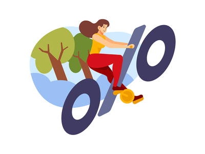 骑百分比周期的女商人(Business woman riding percentage cycle)