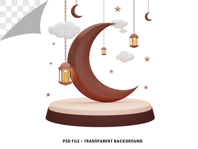 3d 斋月卡里姆概念渲染(3d ramadan kareem concept rendering)