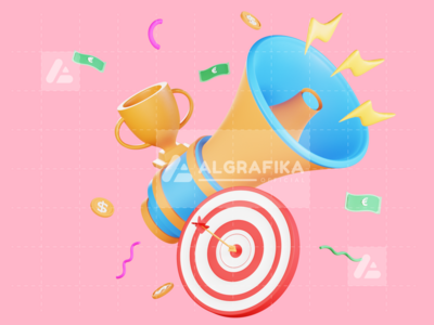 3D 扩音器商业插画(3D Megaphone Business Illustration)