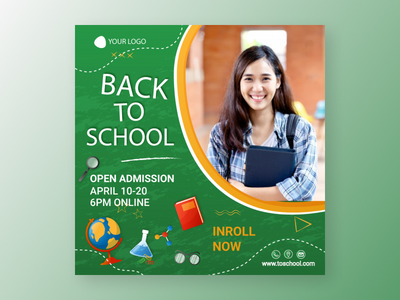 回到学校社交媒体卡模板设计(Back to School Social Media Card Template Design)