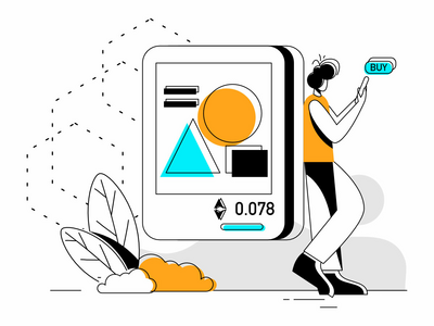 购买 NFT 艺术平面插图概念(Buy NFT Art Flat Illustration concept)