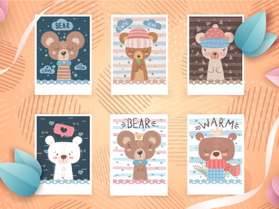 可爱的卡通人物集动物(Adorable Cartoon Character Set Animal)