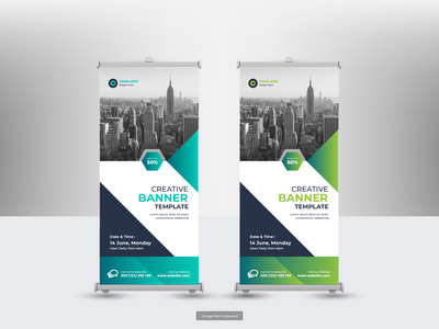 企业卷起横幅或传单社交媒体帖子模板(Corporate roll up banner or flyer social media post template)