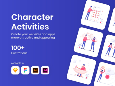 100+ 角色活动插图(100+ Character Activities Illustrations)
