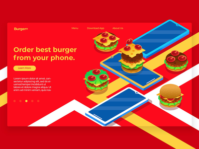 汉堡等距 - 横幅和着陆页(Burger Isometric - Banner & Landing Page)