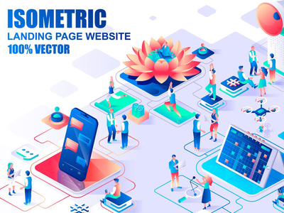 大集合等距登陆页面标题(BIG Collection Isometric Landing Page Header)