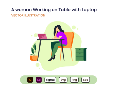 一个女人在桌上使用笔记本电脑(A Woman Working with Laptop on Table)