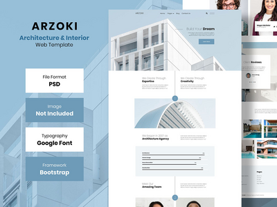 ARZOKI - 建筑与室内网页登陆页面 Psd 模板(ARZOKI - Architecture & Interior Web Landing Page Psd Template)