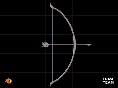 3D 游戏设备在黑暗插图包中发光 - 弓箭（正面）(3D Game equipment glow in the dark illustration pack - Bow and Arrow (Front))