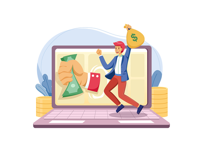 利润丰厚的商人插图(Businessman with large profit Illustration)