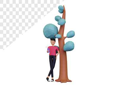 玩智能手机的 3d 男性角色(3d male character playing smartphone)