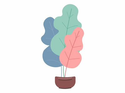 五颜六色的室内植物半平面颜色矢量对象(Colorful houseplant semi flat color vector object)