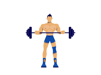 具有杠铃平面颜色矢量无脸字符的运动员(Athlete with barbell flat color vector faceless character)