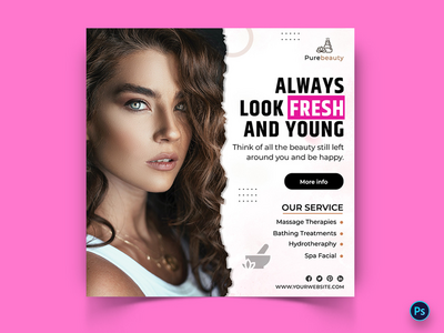 美容和水疗日社交媒体帖子模板(Beauty and Spa Day Social Media Post Template)