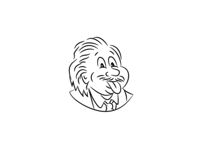 阿尔伯特爱因斯坦伸出舌头卡通黑白(Albert Einstein Sticking Tongue Out Cartoon Black and White)