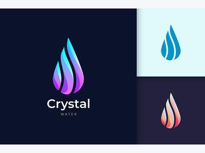 美容和化妆品品牌的水晶水标志(Crystal Water Logo For Beauty and Cosmetic Brand)