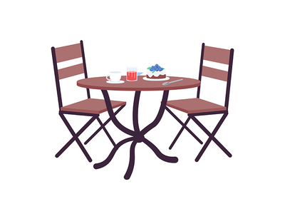 带有订单平面颜色矢量对象的咖啡桌(Cafe table with order flat color vector object)