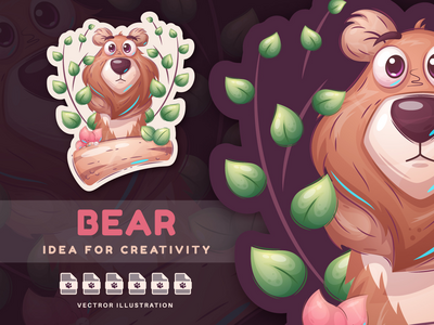 卡通人物动物熊-贴纸(Cartoon Character Animal Bear - Sticker)