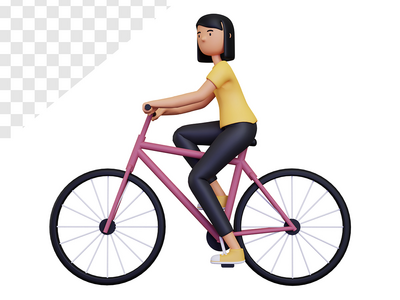 3d 女性角色骑自行车(3d female character is cycling)