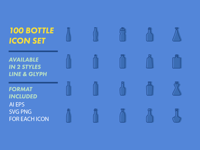 瓶包装图标集矢量(Bottle packaging icon set vector)