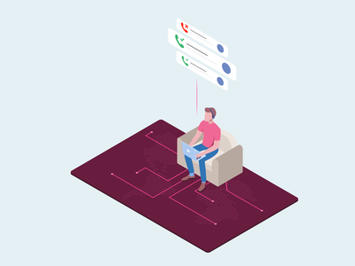来电者-CRM 平台等距图(Caller - CRM Platform Isometric Illustration)