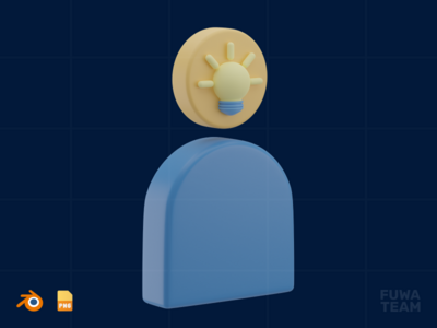 头脑风暴-3D 设计思维插图(Brainstorm - 3D Design Thinking Illustration)