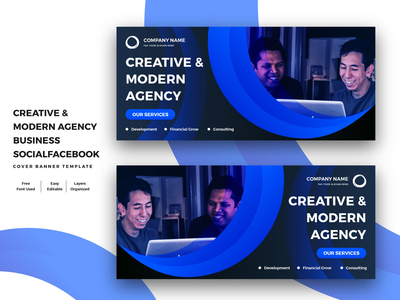 创意与现代机构商业社交 Facebook 封面横幅模板(Creative & Modern Agency Business Social Facebook Cover Banner Template)
