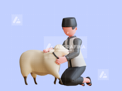 宰牲节穆巴拉克的 3D 字符插图(3D Charcter Illustration Eid Al Adha Mubarak)