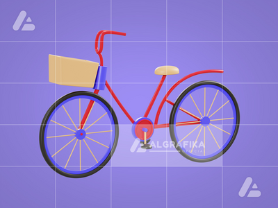 3d 插图自行车与篮子对象(3d illustration bicycle with basket object)