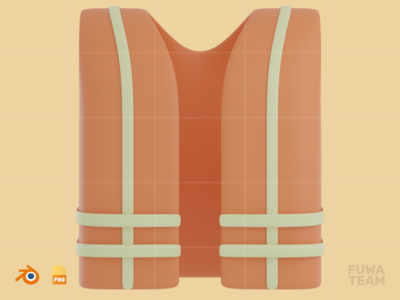 建筑夹克 - 3D 建筑插图（正面）(Construction Jacket - 3D Construction Illustration (front))