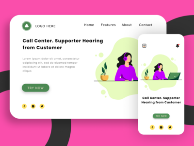 呼叫中心。戴耳机与顾客聊天的女人(Call Center. Woman Wearing Headphone and Chatting with Customer)