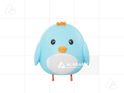 可爱的鸟 3d 图(Cute bird 3d illustration)