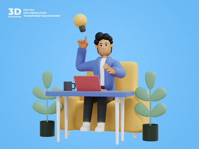 3d 业务人字符图(3d business man character illustration)