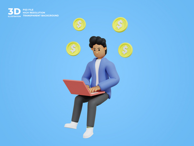 3d 业务人字符图(3d business man character illustration)