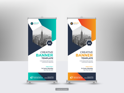 企业卷起横幅或传单社交媒体帖子模板(Corporate roll up banner or flyer social media post template)