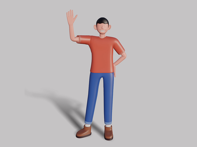 3d 男性角色挥舞着。高级 Psd(3d male character waving. Premium Psd)