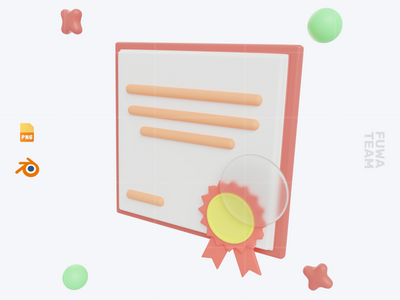 证书 - 3D 学校图标包(Certificate - 3D School Icon Pack)