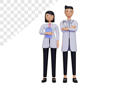 3d 女医生角色和男医生(3d female doctor character and male doctor)
