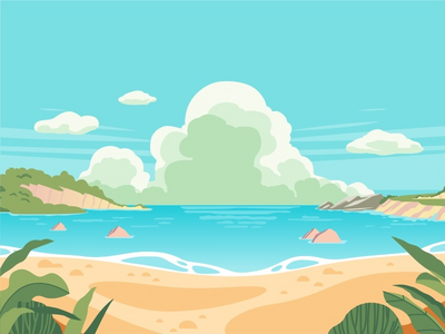 夏季海滩景观天空(Beach landscape sky in summer time)