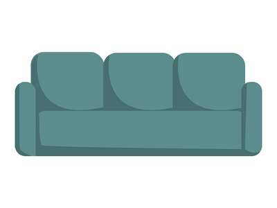 舒适的绿色沙发半平面彩色矢量对象(Comfortable green sofa semi flat color vector object)