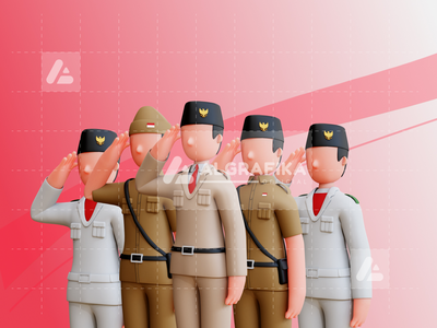 印度尼西亚的 3D 角色独立日(3D Character Independence Day Of Indonesia)