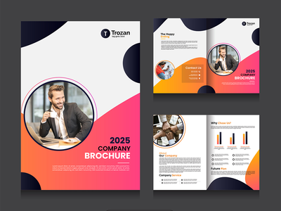 具有最小抽象设计的创意企业双折小册子模板(Creative corporate Bi-fold brochure template with minimal abstract design)